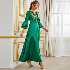 Middle East Muslim Party Gathering Applique Dress Gown