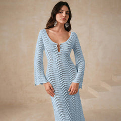 Beach Solid Color Knitted Beach Bikini Swimsuit Blouse Sun Protective