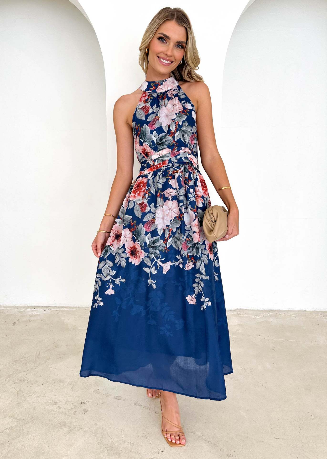 Halter estampado sin mangas elegante bohemio