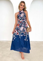 Halter estampado sin mangas elegante bohemio