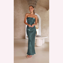 Bright Silk Bandeau Maxi Dress