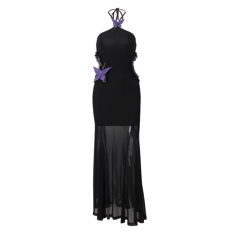 Butterfly Halter Neck Hollow Dress