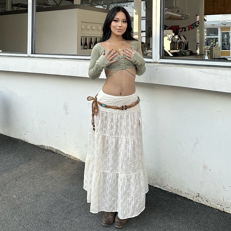 Vestido playero con abertura y textura de color liso, falda línea A para vacaciones en la playa