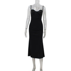 Sequin Stitching Tube Top Cinched Waist Light Luxury Cocktail Evening Dress Fishtail Sheath Cami Dress