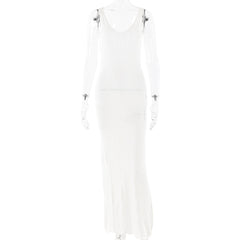 Knitted Sleeveless Sling Dress Backless Dress