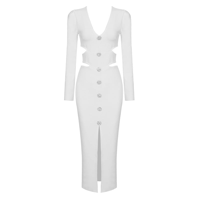 Vestido retro de punto de alta calidad, estilo francés, adelgazante, blanco, ajustado, para verano