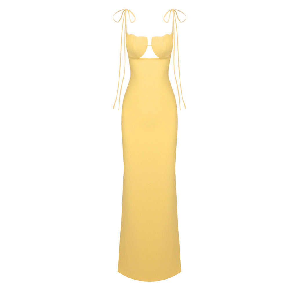 Vestido con tirantes y copa en el pecho, sin espalda, ponible