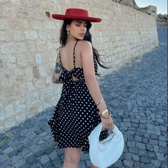 Sandalias sin espalda con estampado de lunares