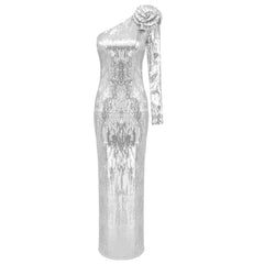 Vestido plateado premium Sequ cóctel fiesta de Navidad vestido formal elegante