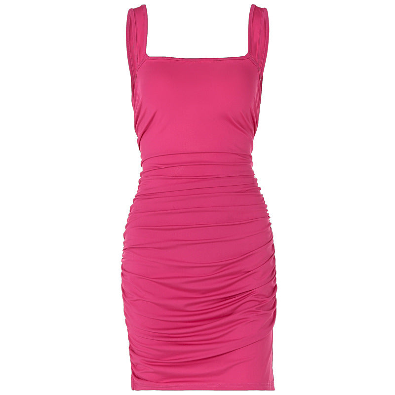 Lace Up Backless Slim Fit Pleated