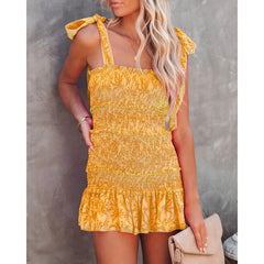 Spaghetti Straps Corset Dress Casual Lotus Leaf