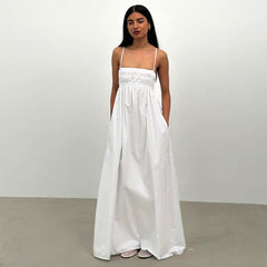 Solid Color Bare Back Sleeveless Sling Dress