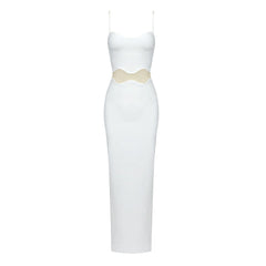 Wave Mesh Spaghetti Strap Dress Cropped Outfit See through Split Dress