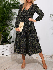 V neck Cocktail Dress Mid Length  Slim Waist Shiny Dress