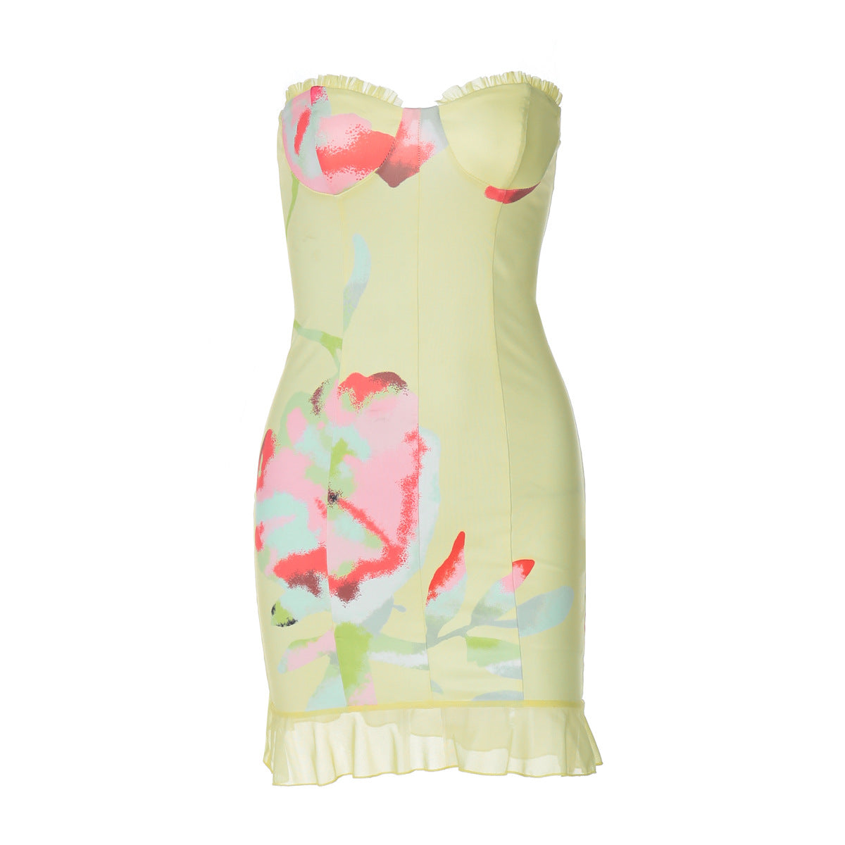 Printed Sleeveless Tube Top Short Slim Sheath