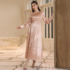 East Muslim High Waist Dress With Headscarf