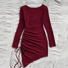 Simple Pure Dress  All Matching Sheath Wine Red Dress