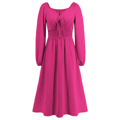 V Neck Slim Fit Graceful Long Sleeve Dress