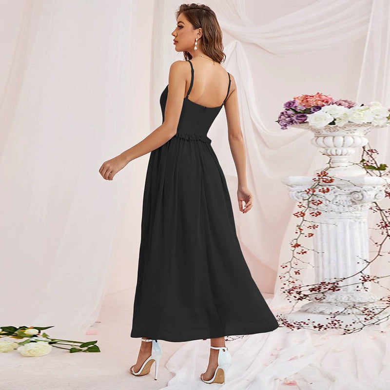 Sling Dress Sleeveless Mesh Maxi Dress