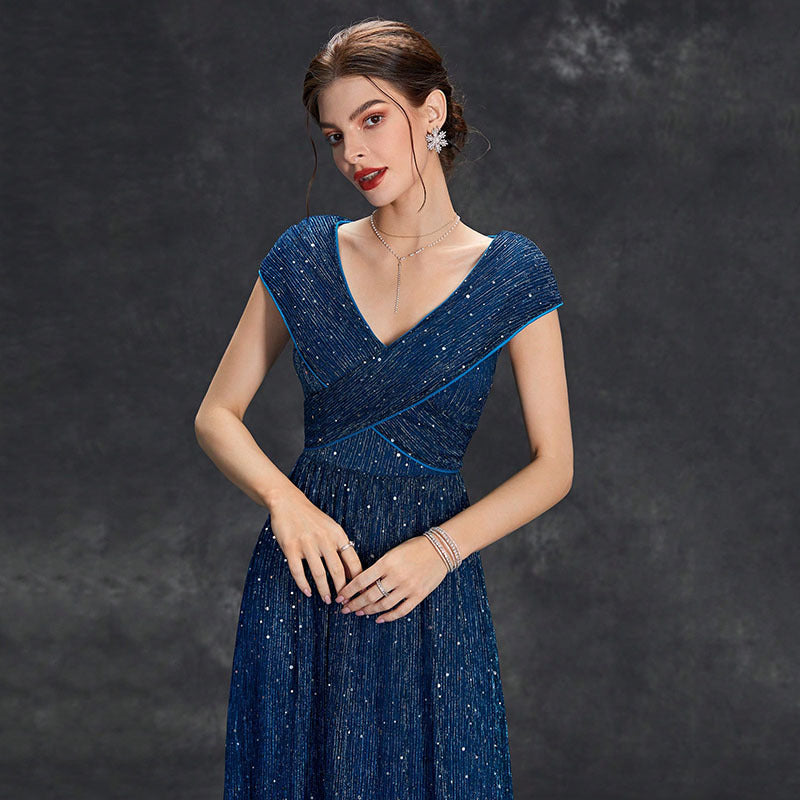 Vestido de noche con escote en V profundo, vestido de dama de honor, vestido de noche largo sin mangas, vestido de fiesta de verano