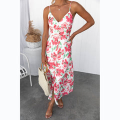 Floral Print Fresh Sweet Spaghetti-Strap Dress Vintage Floral