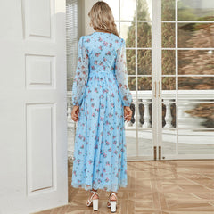 Elegant High Waist V neck Dress