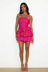 Pleated Solid Color Dress All Match Slim Tube Top Cake Dress