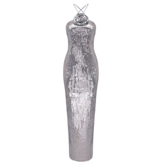 Silver Paillette Dress High Grade Light Luxury Evening Dress Bride Toast Dress Backless