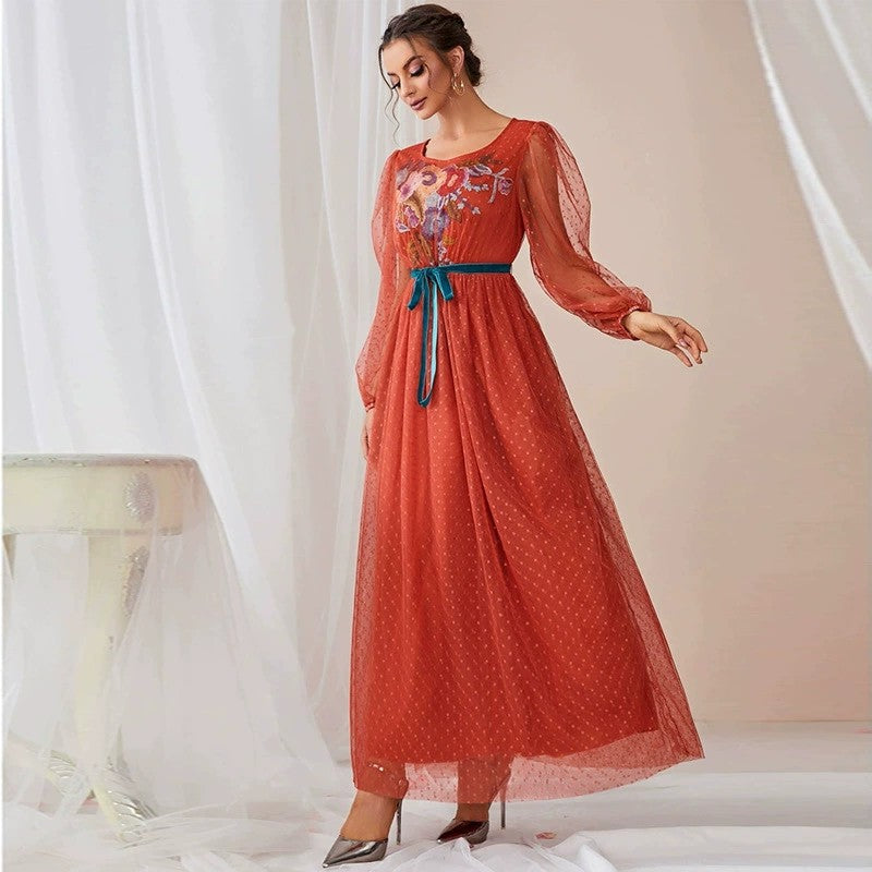 Casual Patchwork Mesh Tied Dress