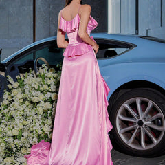 Popular Satin Stitching Sequ Dress Ruffled Design Sling Mop Party Dress