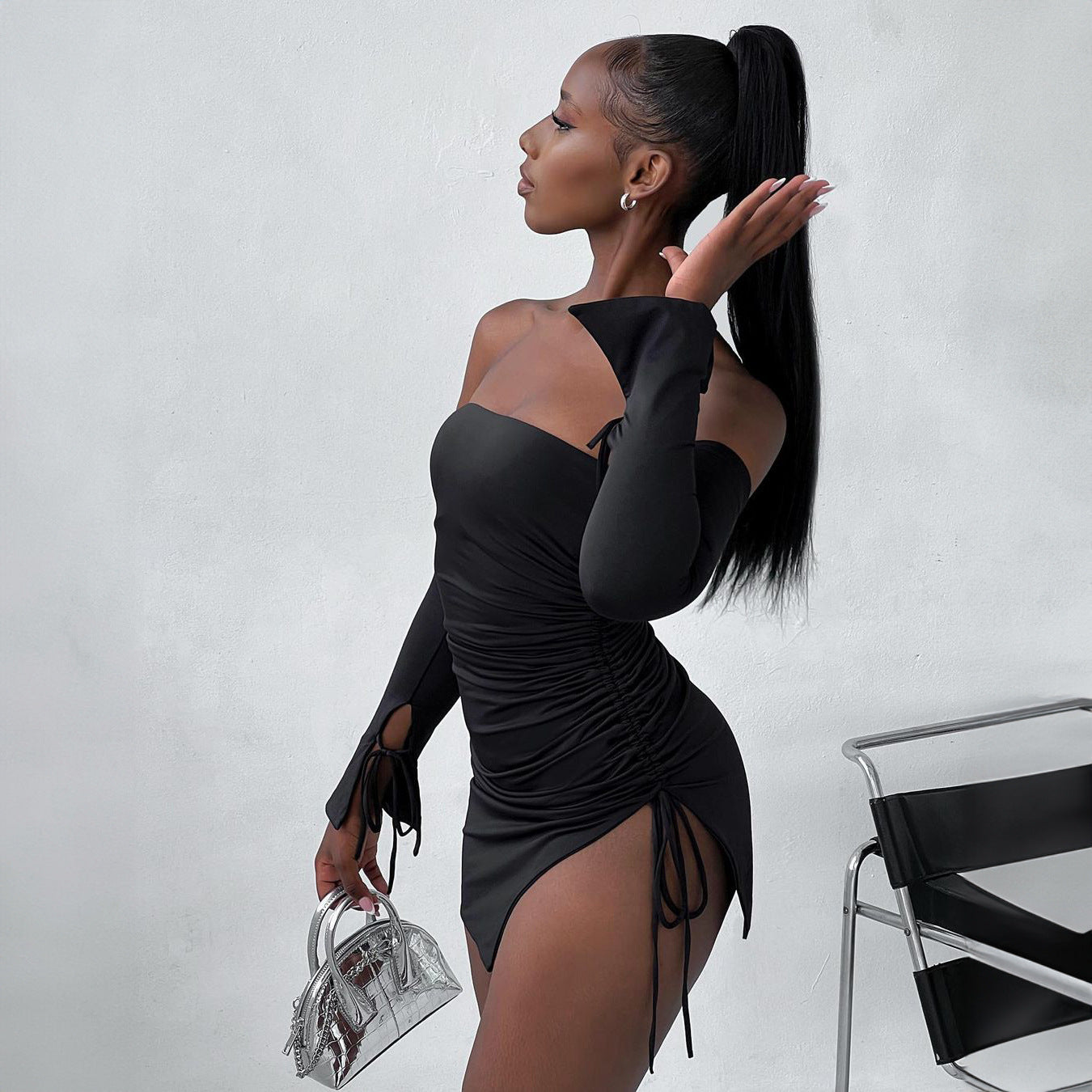 Off Shoulder Tube Top Split Hip Dress