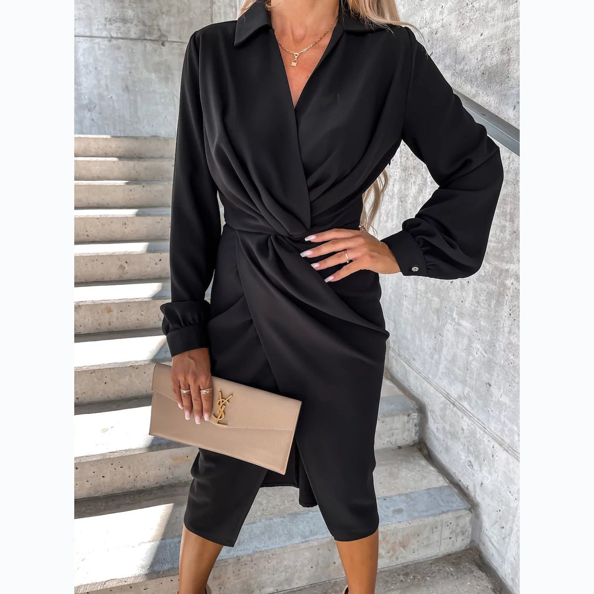 Casual Street  Solid Color Criss Cross Dress