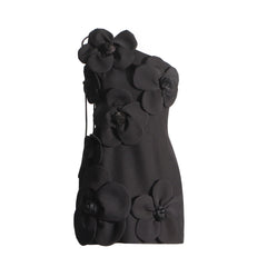 French Floral Splicing  Suspender Design Solid Color