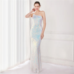 Sequin Sequined Fairy Socialite Gathering Party Evening Dress Long Toast Dress Bride