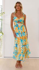 Top tubo con tirantes y estampado floral con abertura maxi