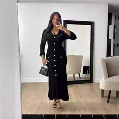Fall Long Slim Fit Slimming Knitted Long Sleeved Dress