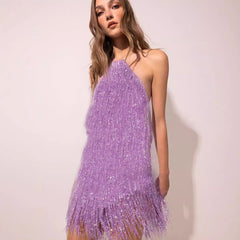 Plus Size Sleeveless Halter Solid Color Short Dress