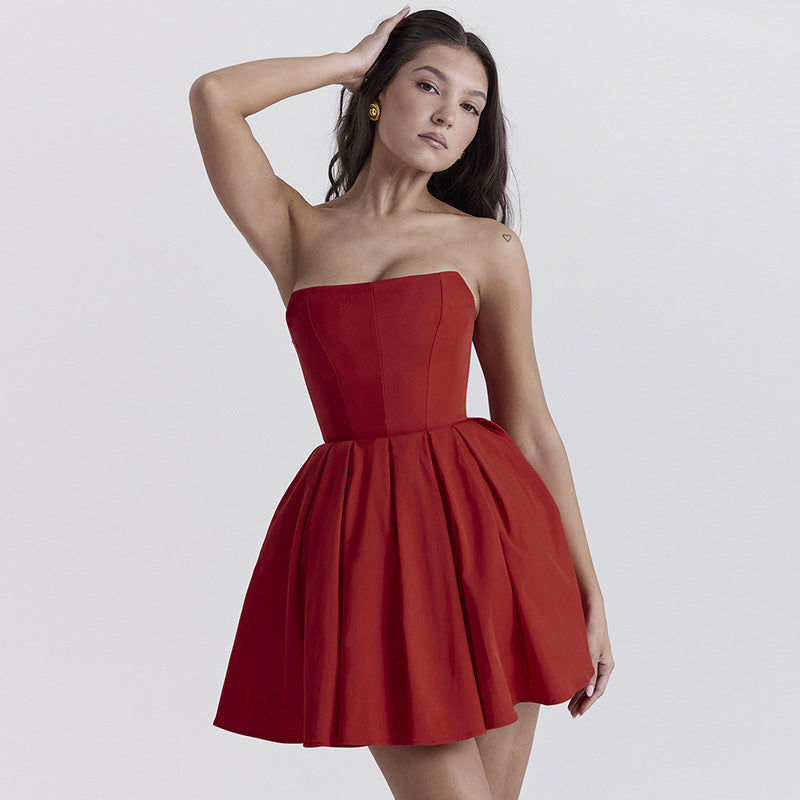 Short Dress Waist Tube Top A Line