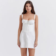 Sweet Elegance Slim Fit Basic Lace up Strap Dress for