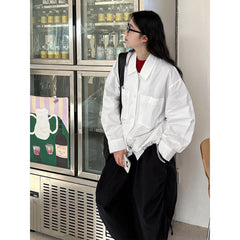 Elegant Double Pocket Polo Collar Casual Shirt All Matching Bandage Dress Shirt