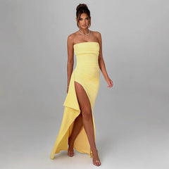 Dress Side Slit Irregular Asymmetric Hip Wrapped Dress