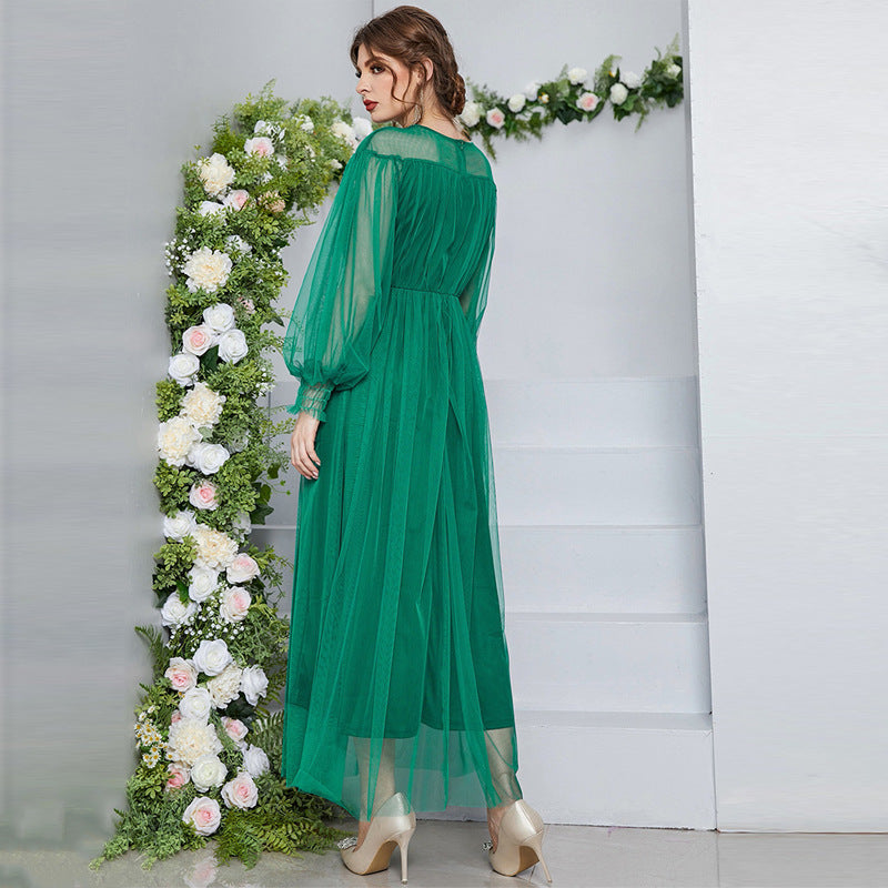 Elegant Stitching Mesh Applique Two Piece Dresses