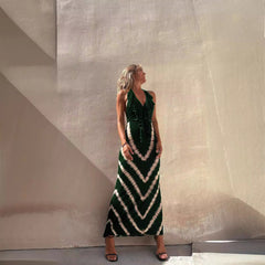 Print Sleeveless V neck A line Dress