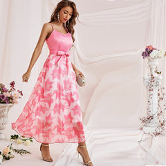 Vestido de fiesta con cintura alta y tirantes atados