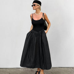 Camisón negro de otoño para mujer, ropa de abrigo negra, pijama para estar en casa