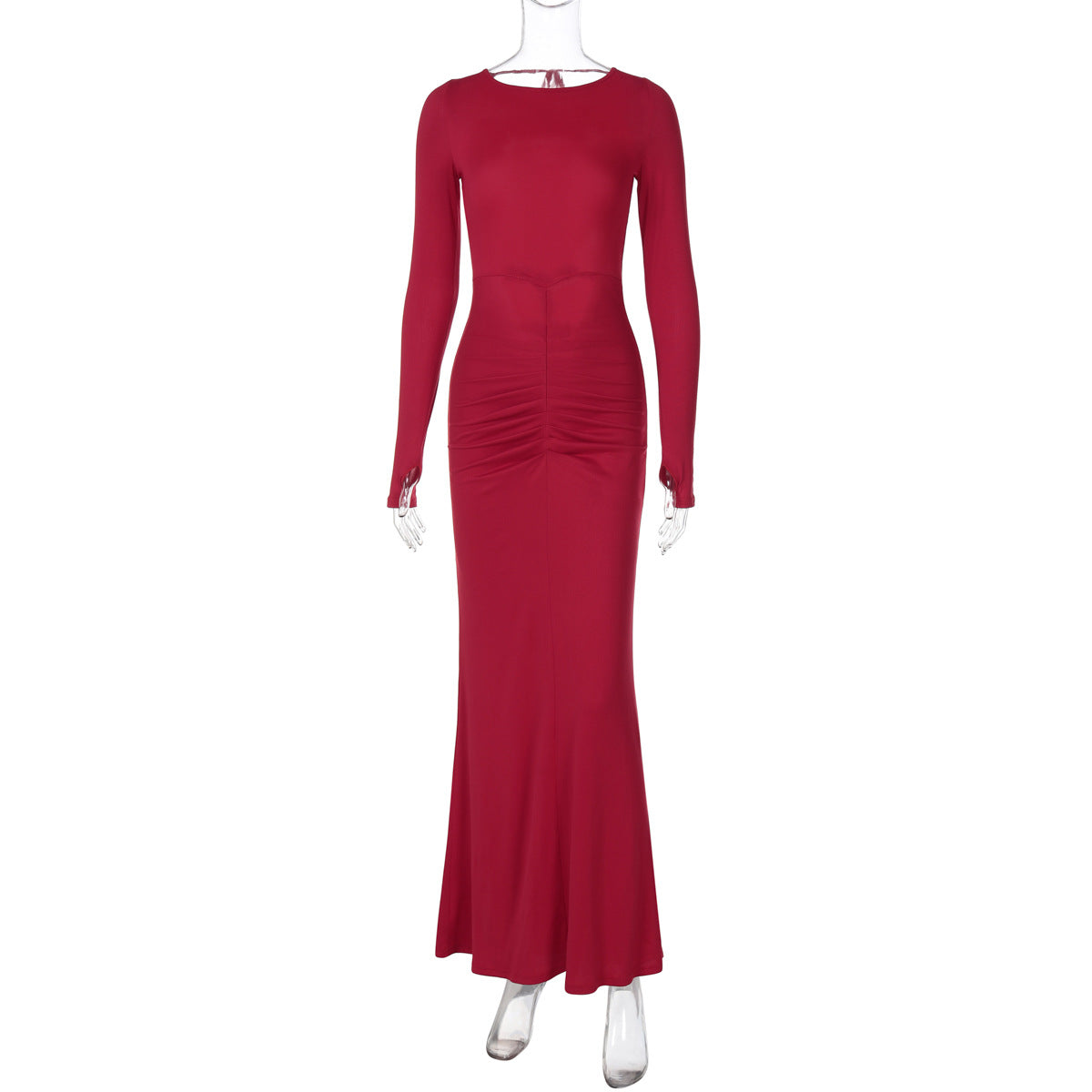 Vestido tubo largo ajustado con espalda descubierta y aberturas en la espalda