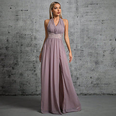 More than Multiple Wear Rope Cross Backless Bandage One Piece Dress Maxi Dress
