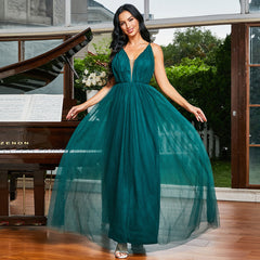 Spaghetti Straps Sleeveless Elegant Slim Fit Long Solid Color Cocktail Bridesmaid Dress Evening Maxi