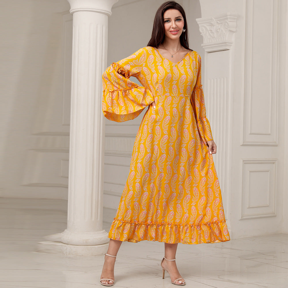 Vestido elegante informal de talla grande con mangas acampanadas