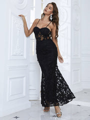 Butterfly Boning Corset Transparent Waistline Maxi Dress Ball Gown